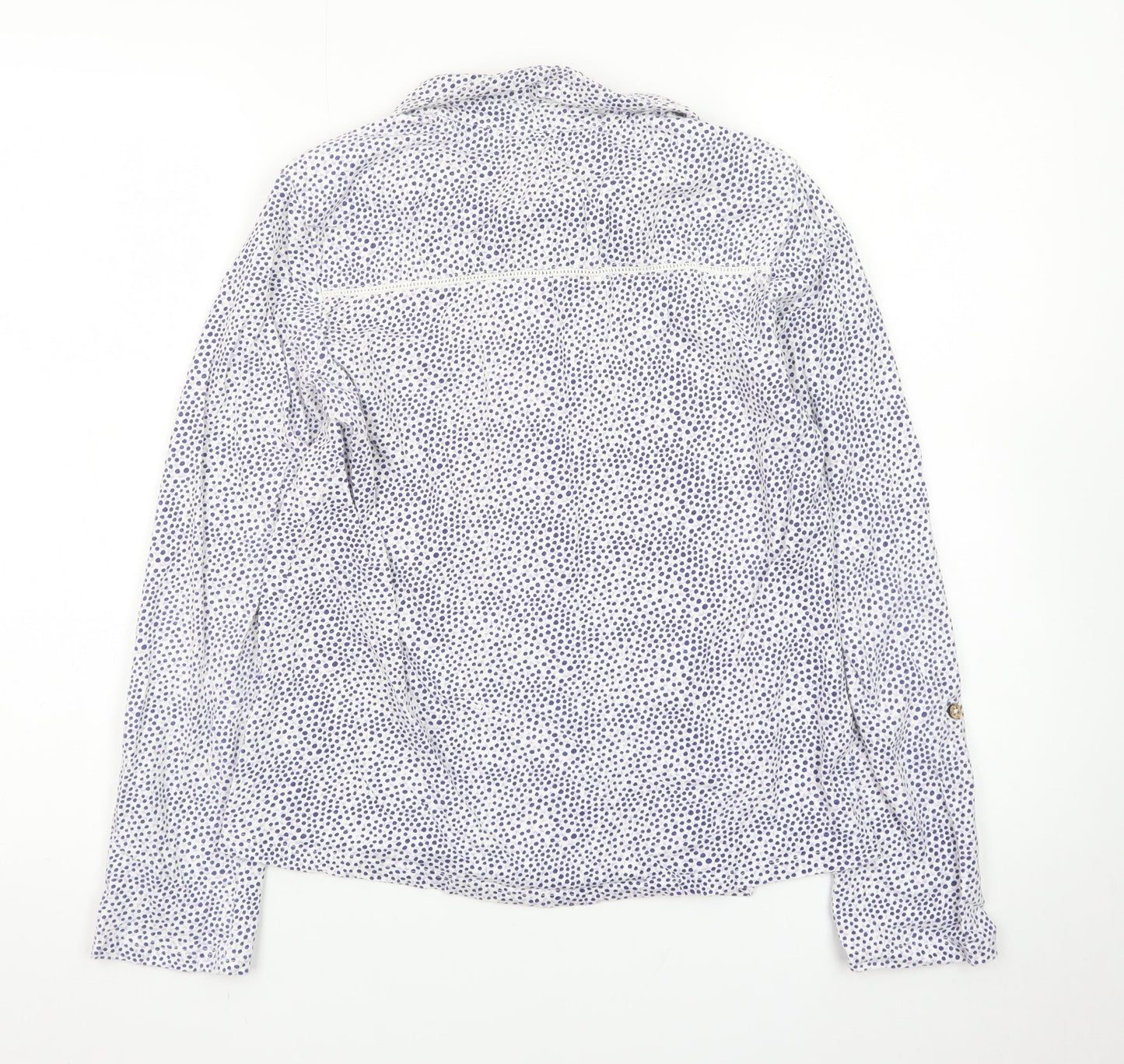 Beacon Cove Women's White Polka Dot Cotton Blouse Size 10