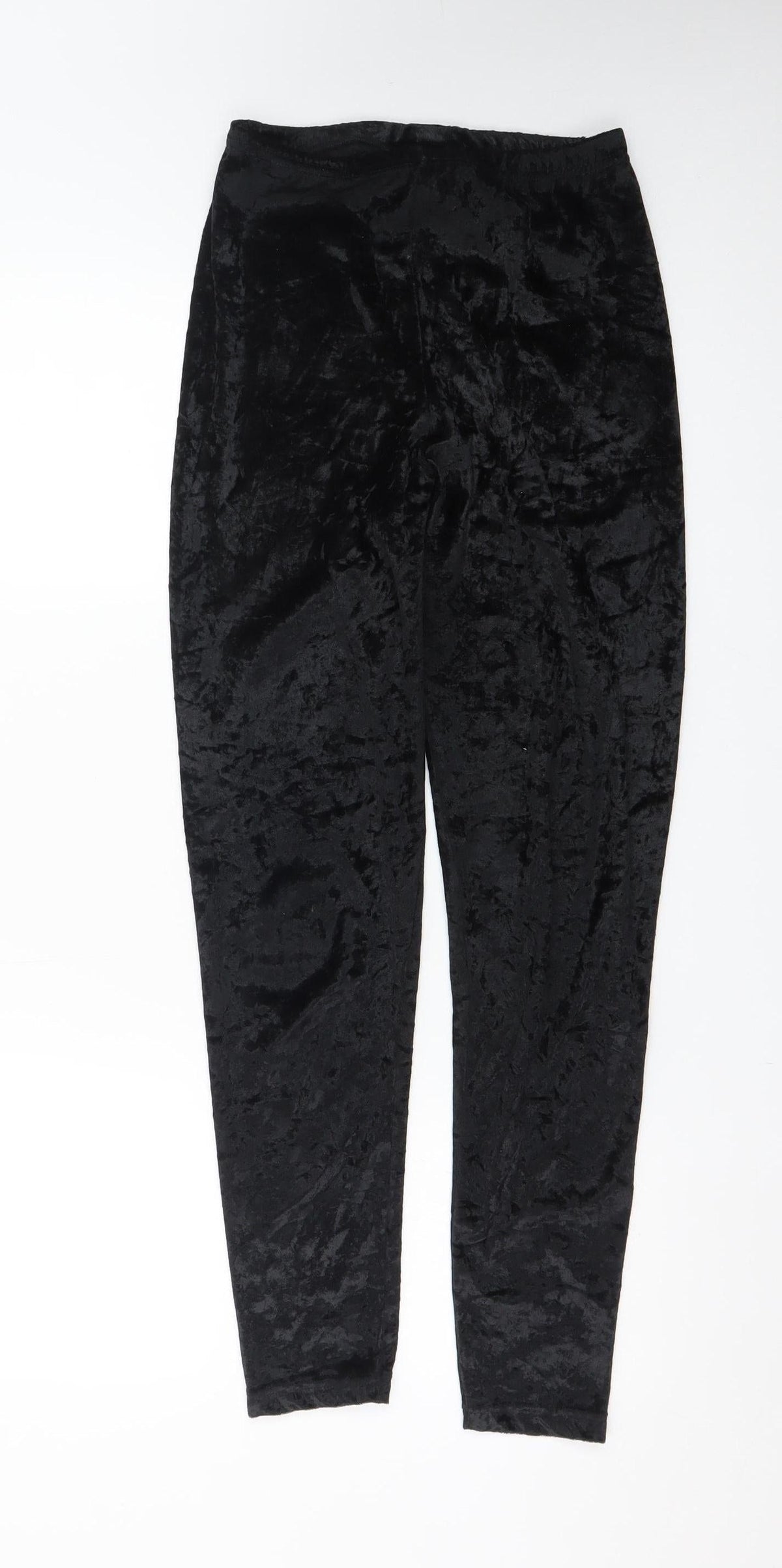 Topshop Women’s Black Crushed Velvet Stretch Leggings Size 12