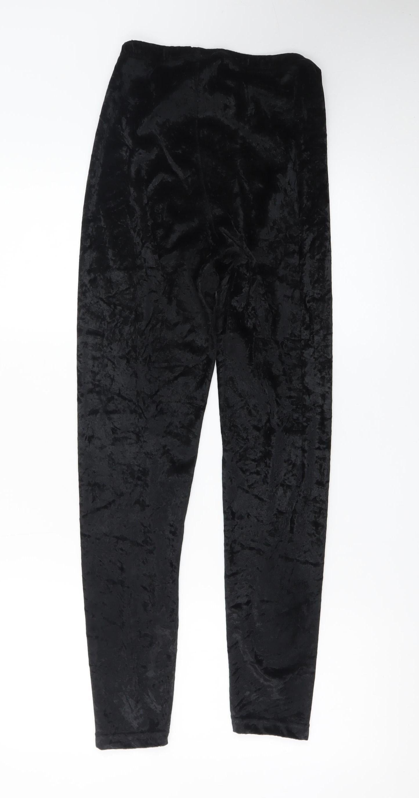 Topshop Women’s Black Crushed Velvet Stretch Leggings Size 12