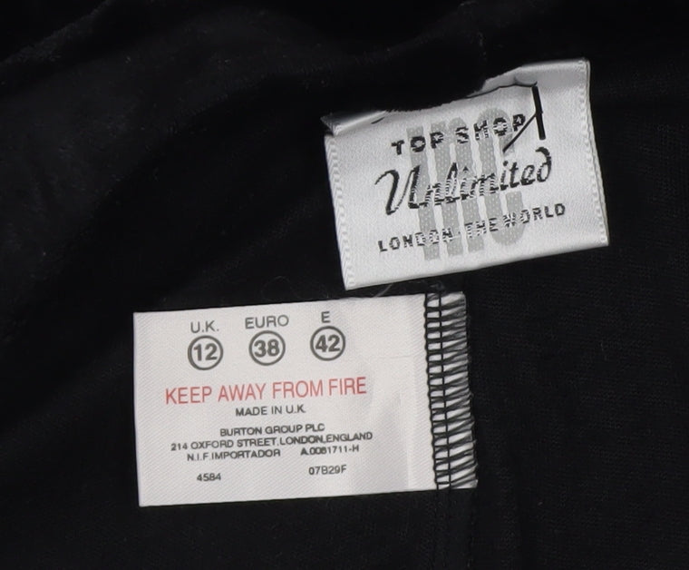 Topshop Women’s Black Crushed Velvet Stretch Leggings Size 12