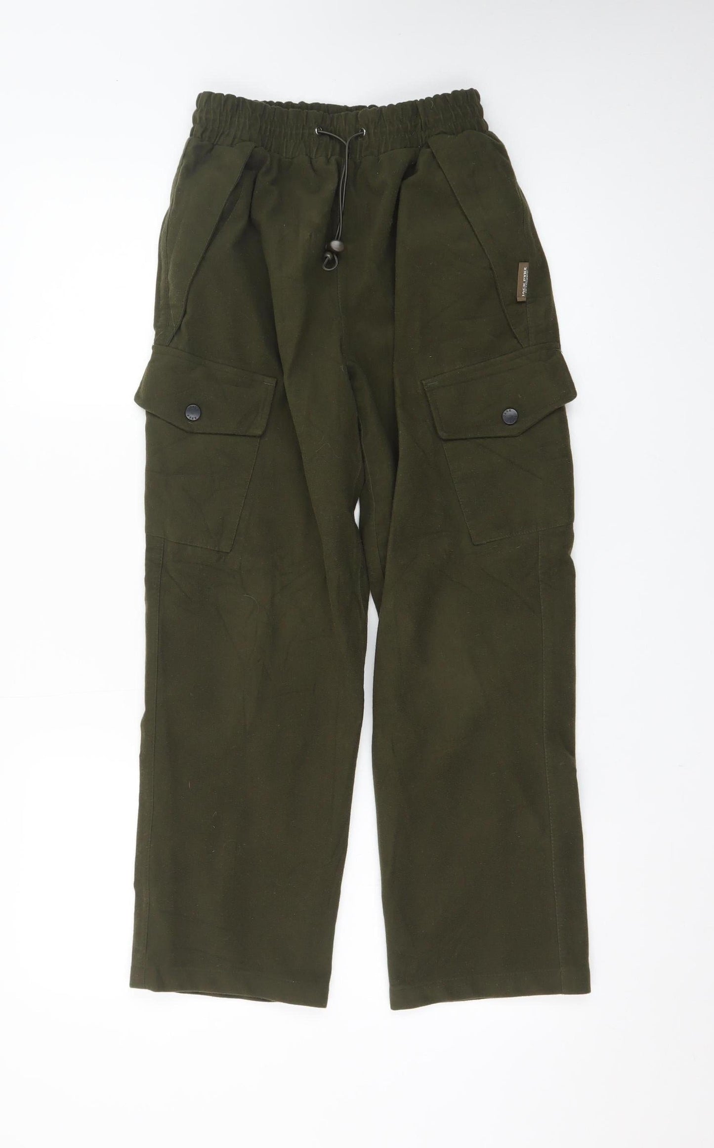 Jack Pyke Boys Green Cargo Trousers XL Elastic Waist Outdoor Pants