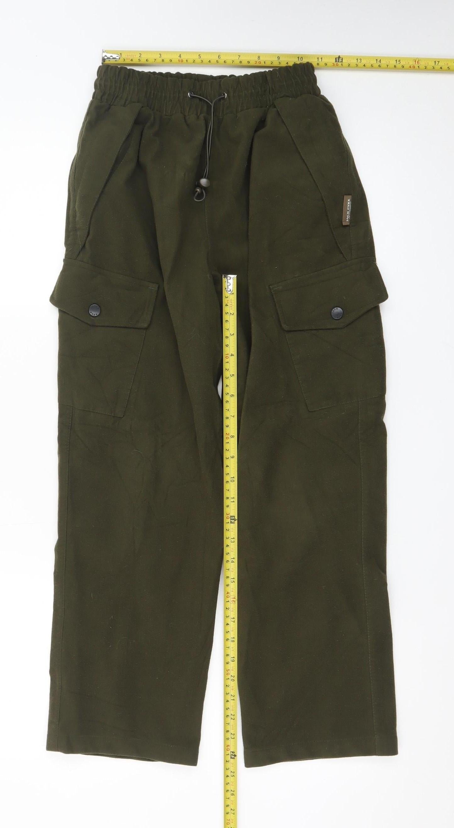 Jack Pyke Boys Green Cargo Trousers XL Elastic Waist Outdoor Pants
