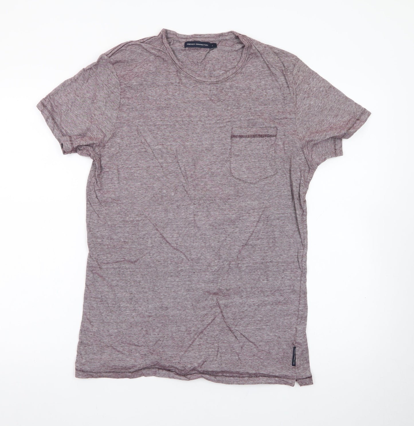 French Connection Men's Purple Marl Crew Neck Short Sleeve T-Shirt Size L