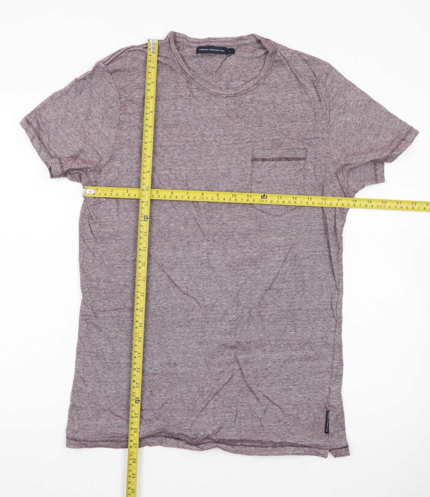 French Connection Men's Purple Marl Crew Neck Short Sleeve T-Shirt Size L