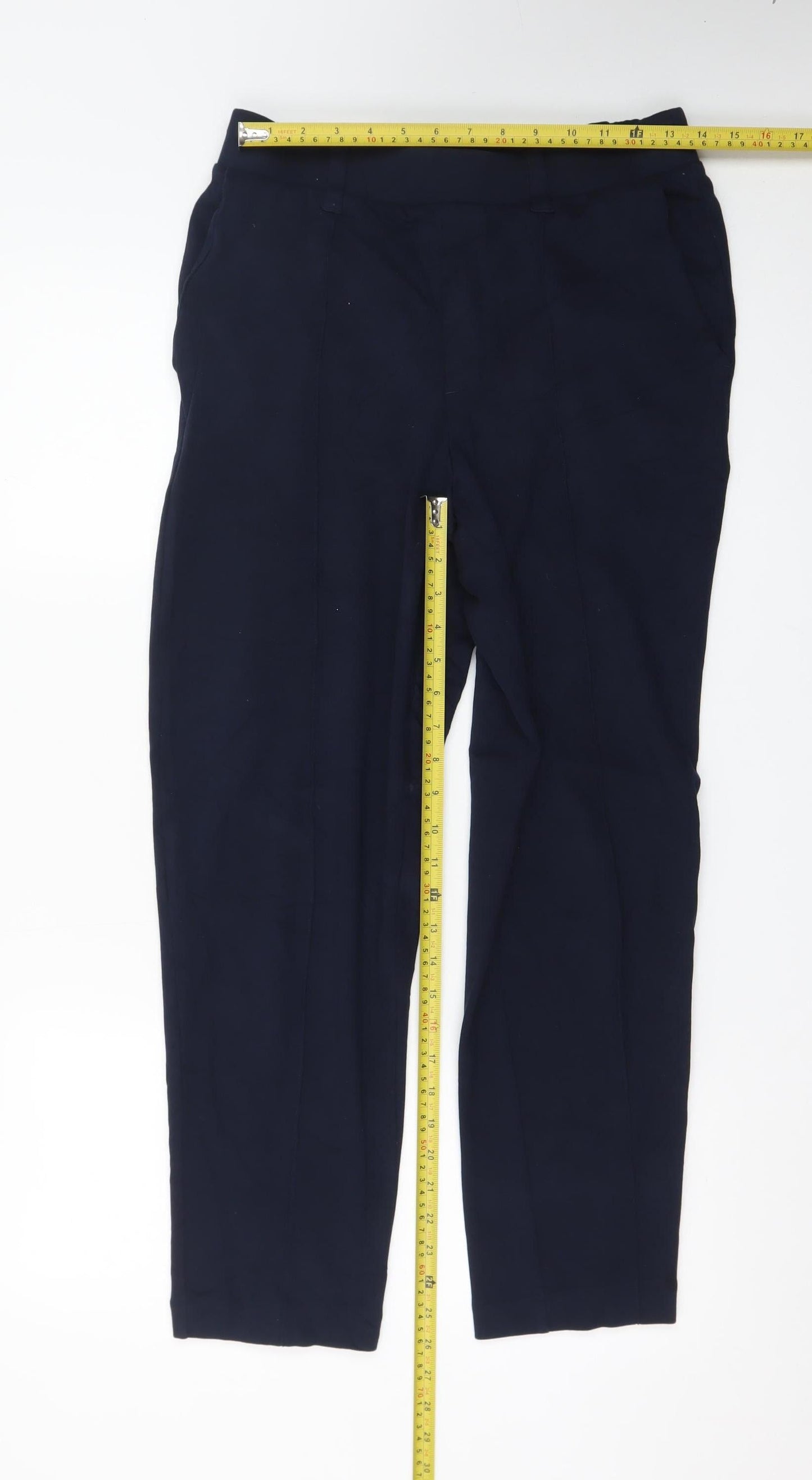 Lands' End Men's Blue Chino Trousers M Regular Fit Straight Leg