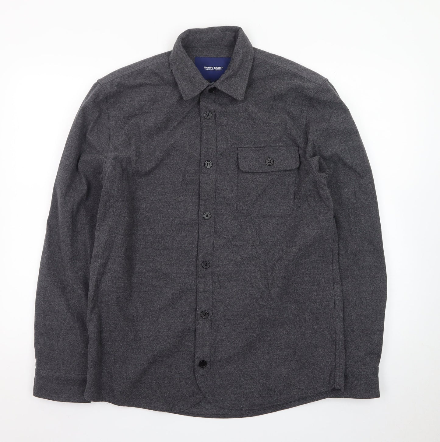 Native North Men's Grey Wool Shirt Jacket Size M Casual Flannel Style
