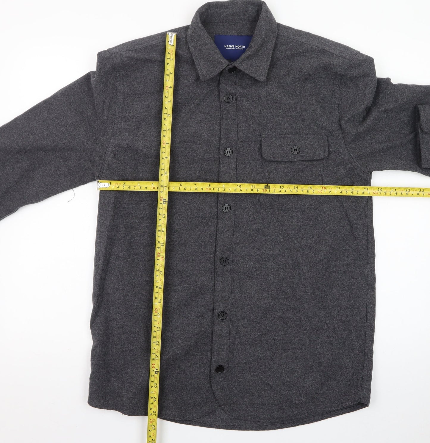 Native North Men's Grey Wool Shirt Jacket Size M Casual Flannel Style