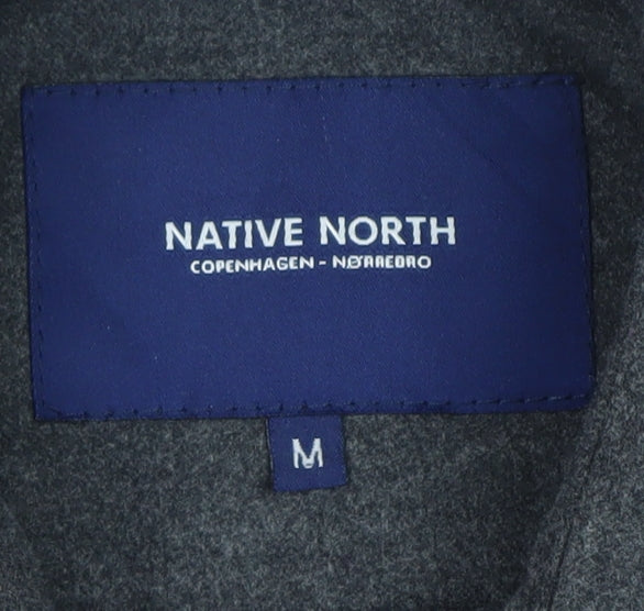 Native North Men's Grey Wool Shirt Jacket Size M Casual Flannel Style