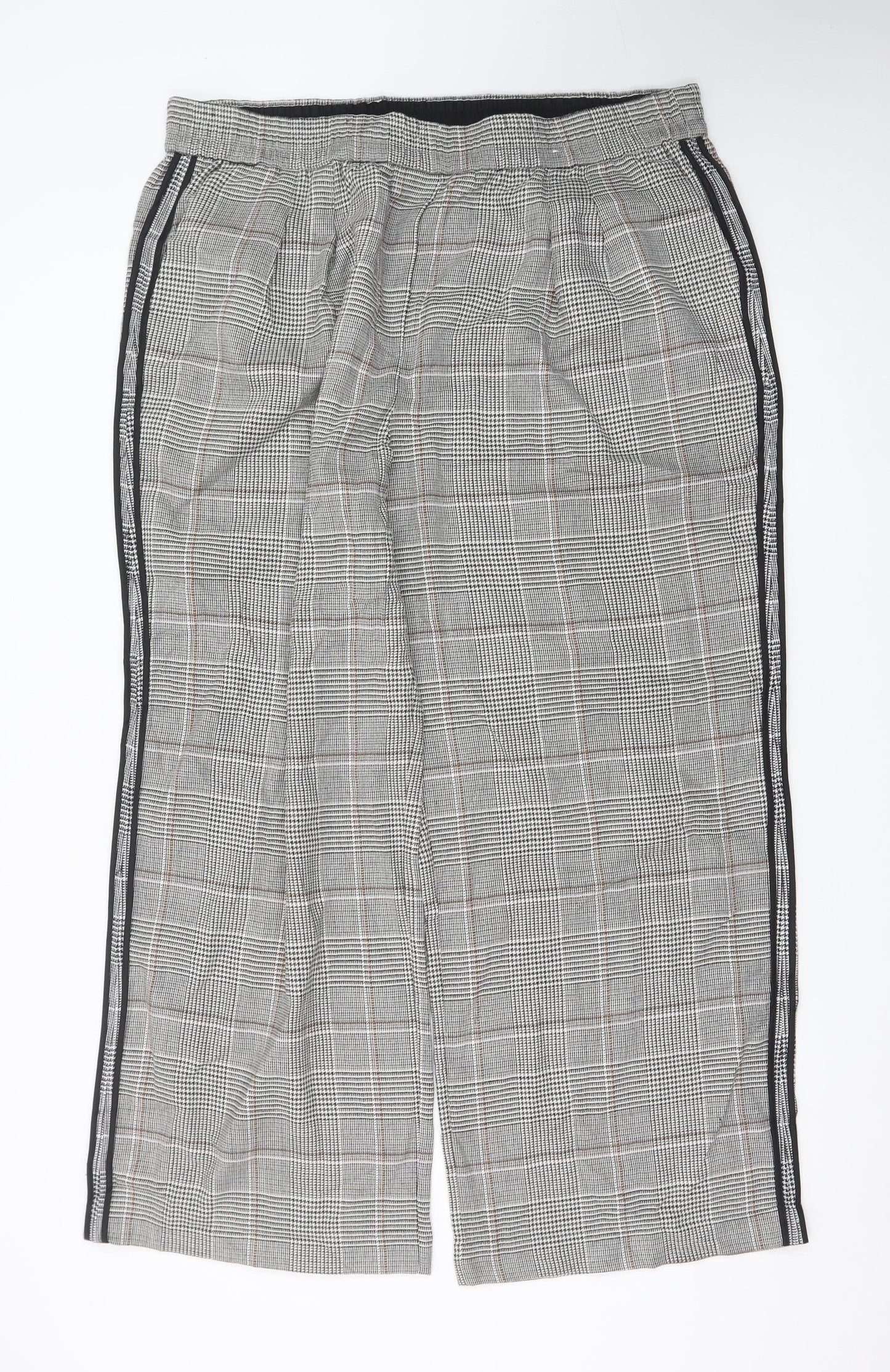 Marks and Spencer Womens Grey Checked Wide-Leg Trousers Size 20