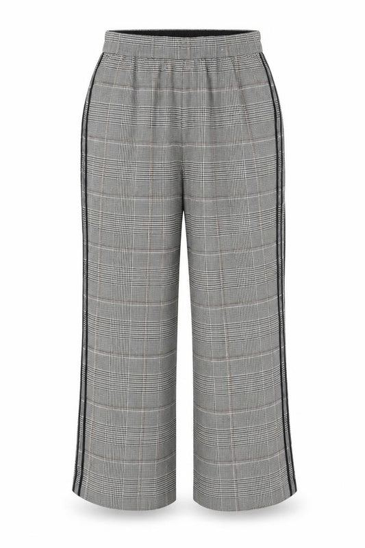 Marks and Spencer Womens Grey Checked Wide-Leg Trousers Size 20