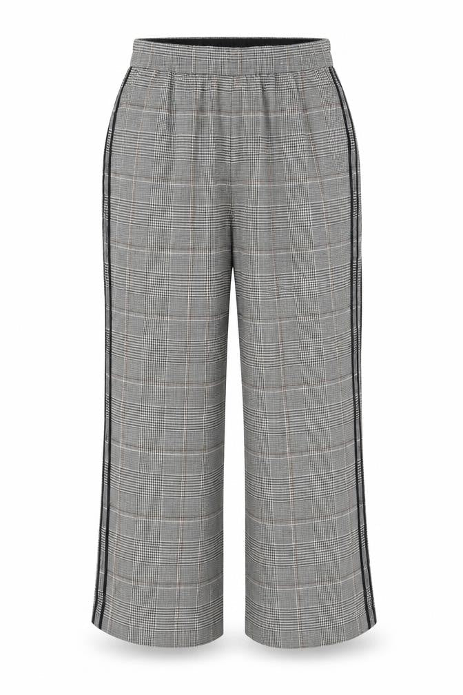 Marks & Spencer Womens Grey Checked Wide-Leg Trousers Size 20