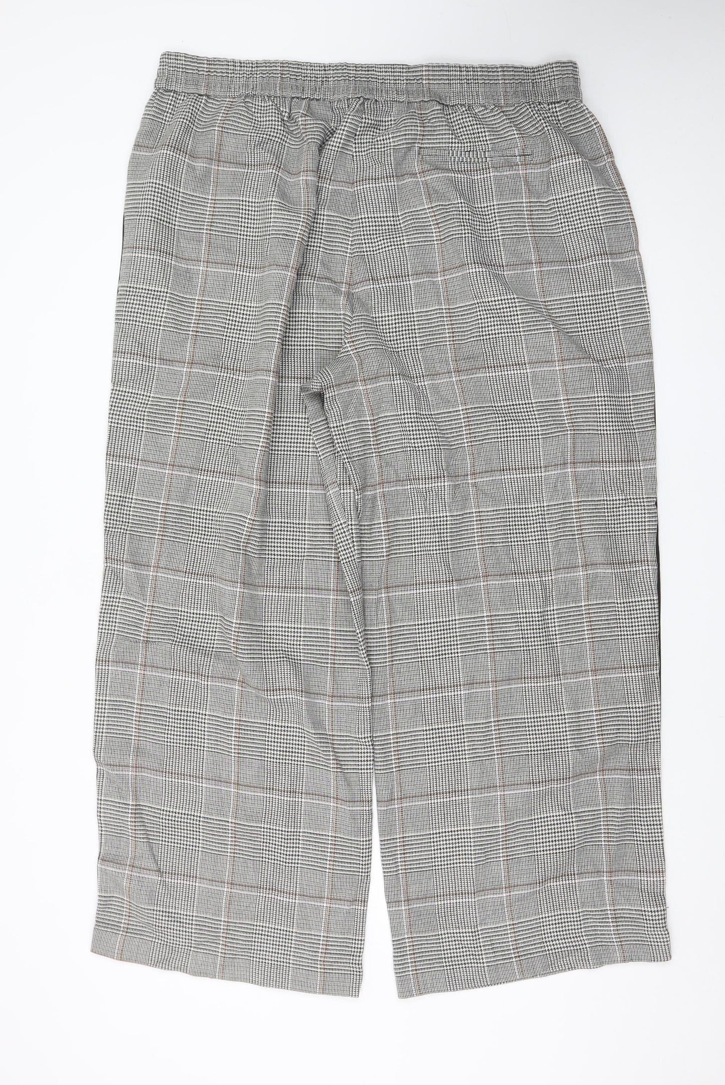 Marks and Spencer Womens Grey Checked Wide-Leg Trousers Size 20