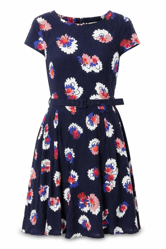Boden Women Blue Floral Fit & Flare Knee Length Dress Size 12