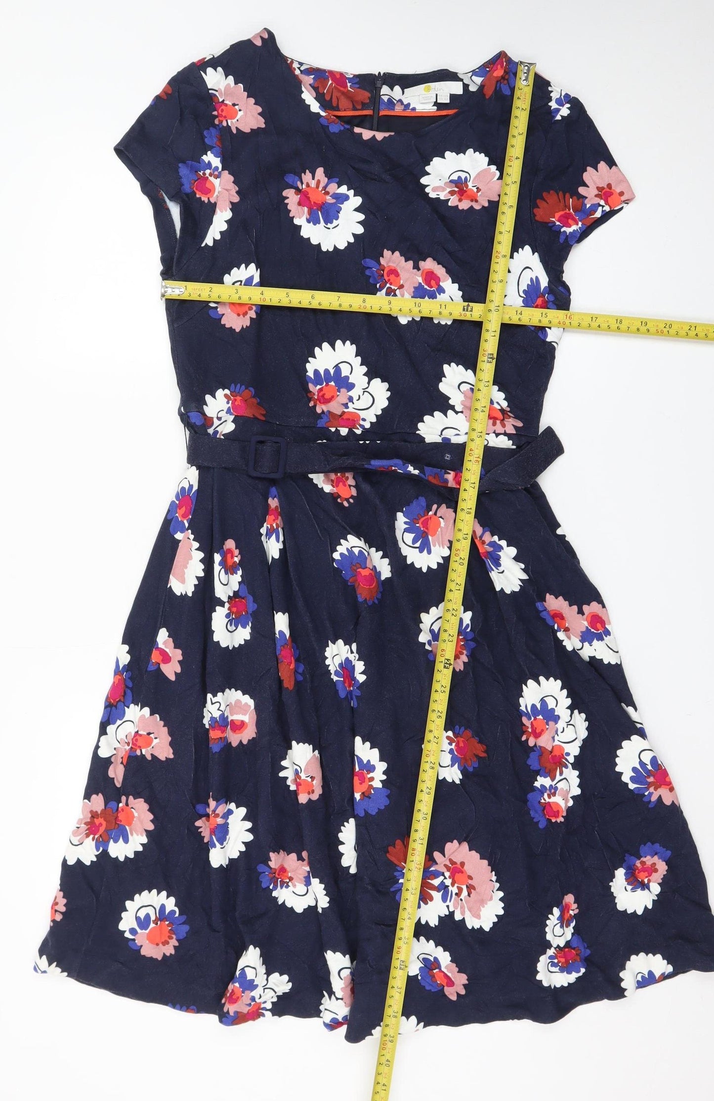Boden Women Blue Floral Fit & Flare Knee Length Dress Size 12