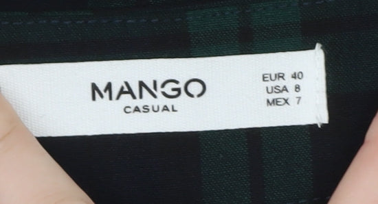 Mango Women's Green Check Chino Trousers Size 12 Slim Fit