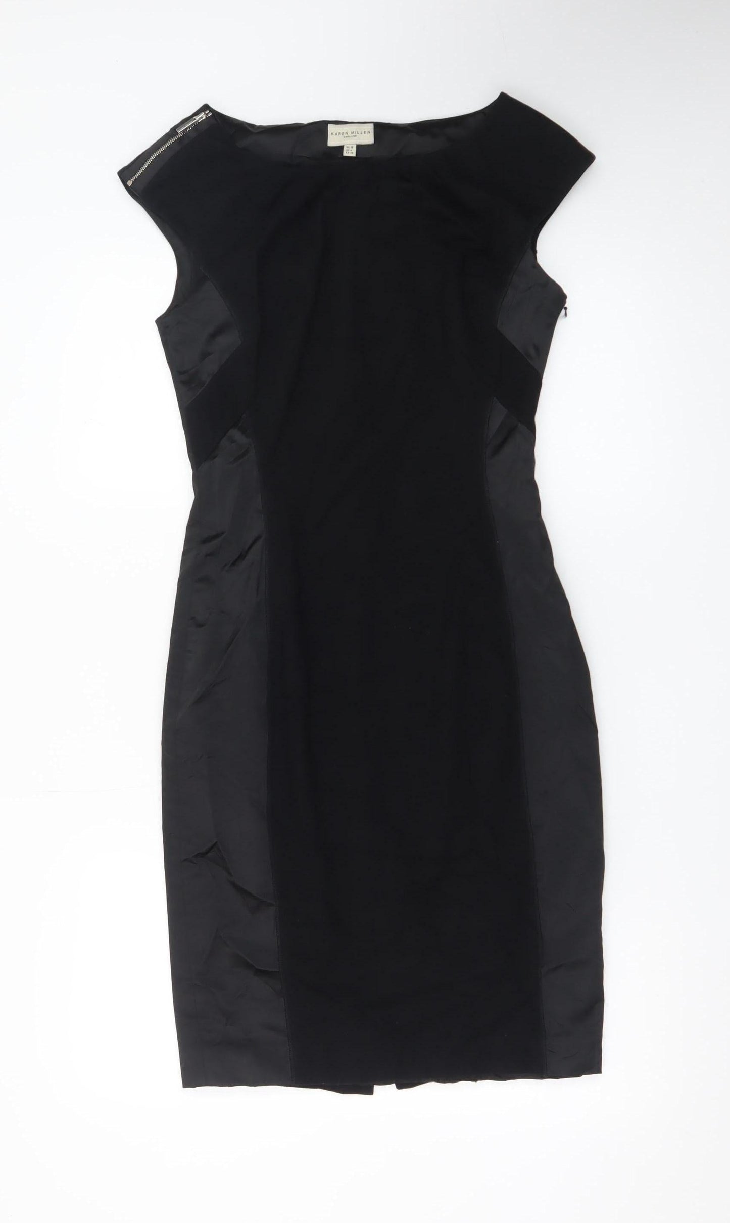 Karen Millen Women's Black Size 10 Sleeveless Sheath Knee Length Dress