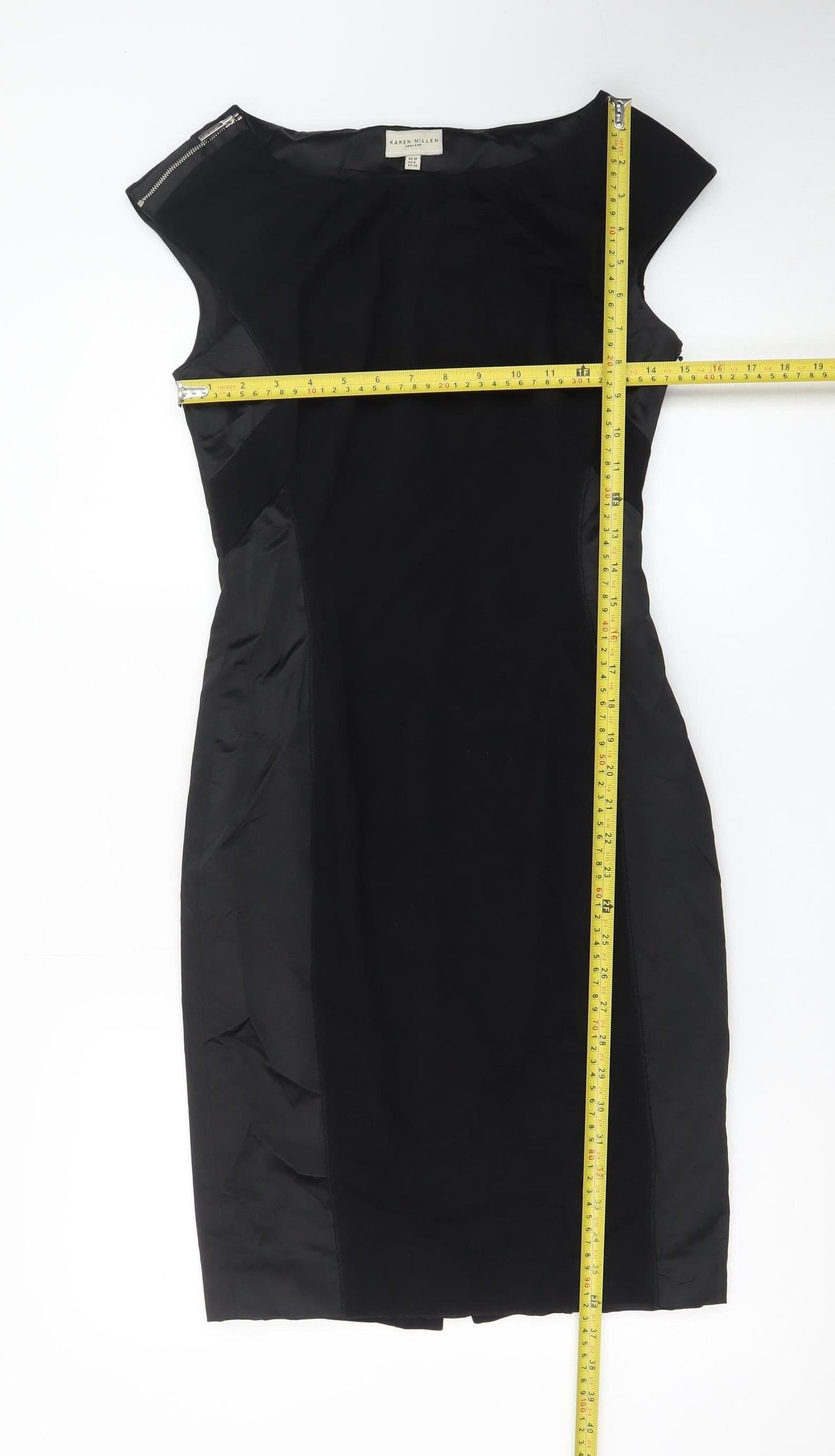 Karen Millen Women's Black Size 10 Sleeveless Sheath Knee Length Dress