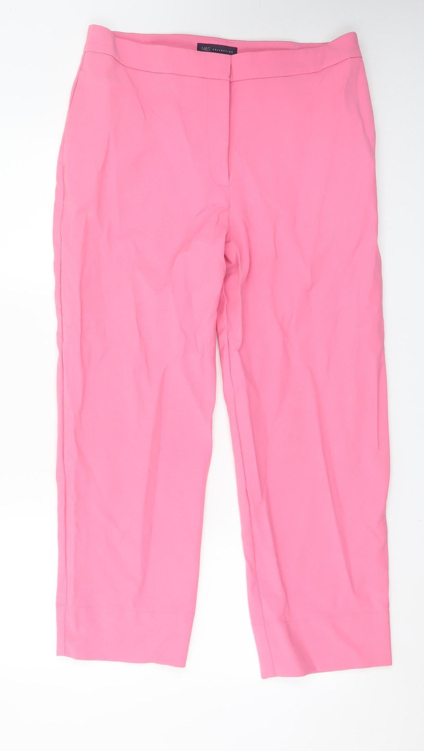 Marks and Spencer Women Pink Cropped Tailored Trousers Size 14