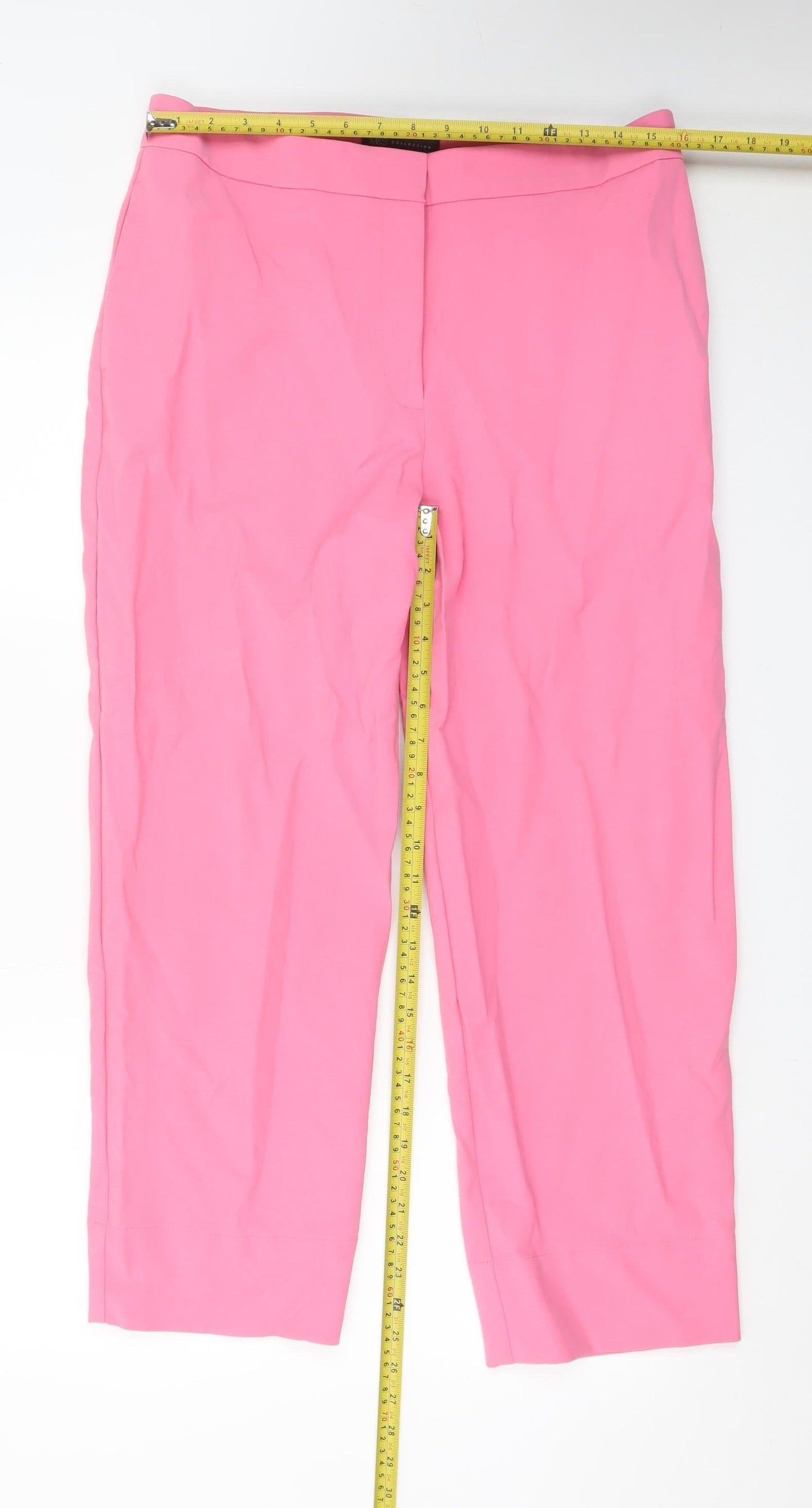 Marks and Spencer Women Pink Cropped Tailored Trousers Size 14