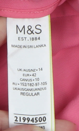 Marks and Spencer Women Pink Cropped Tailored Trousers Size 14