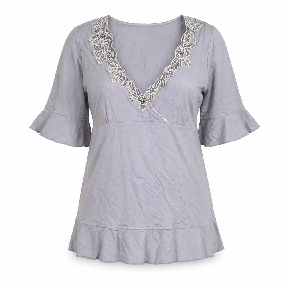 Marks & Spencer Per Una Grey Embroidered V-Neck Tunic Top Women’s Size 12