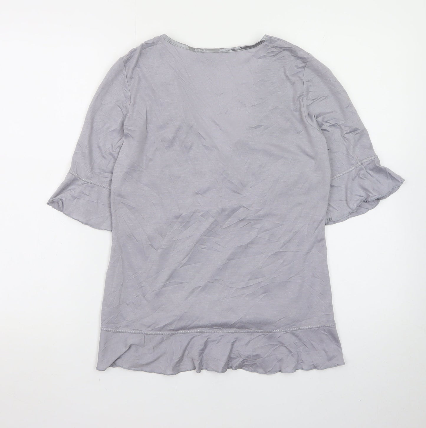 Marks and Spencer Per Una Grey Embroidered V-Neck Tunic Top Women’s Size 12