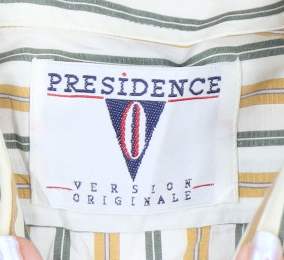 Presidence Men's Multicoloured Striped Cotton Button-Up Shirt M