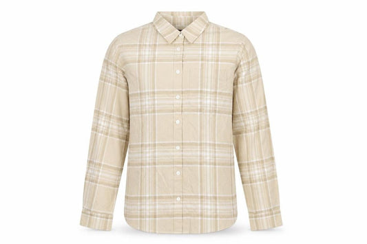 Lands' End Men's Beige Check Button-Up Cotton Shirt M