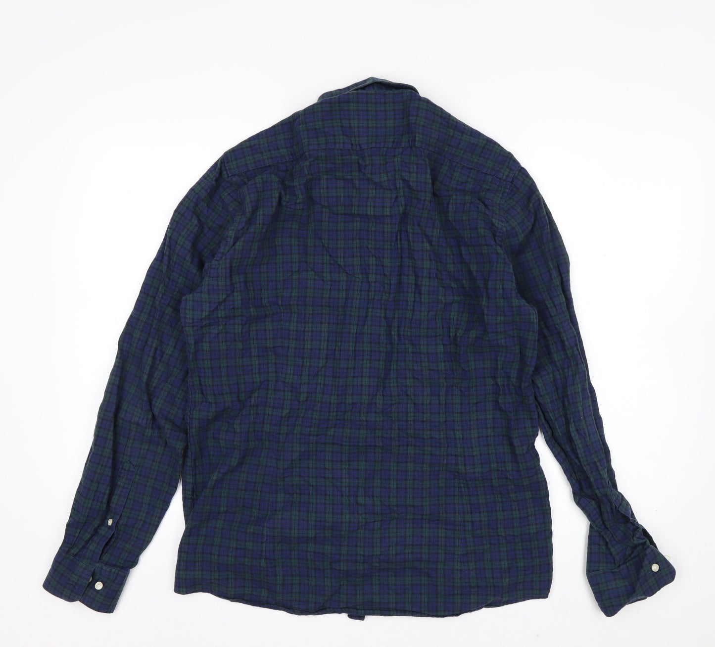 Barbour Men's Blue Check Tailored Fit Cotton Long Sleeve Shirt L