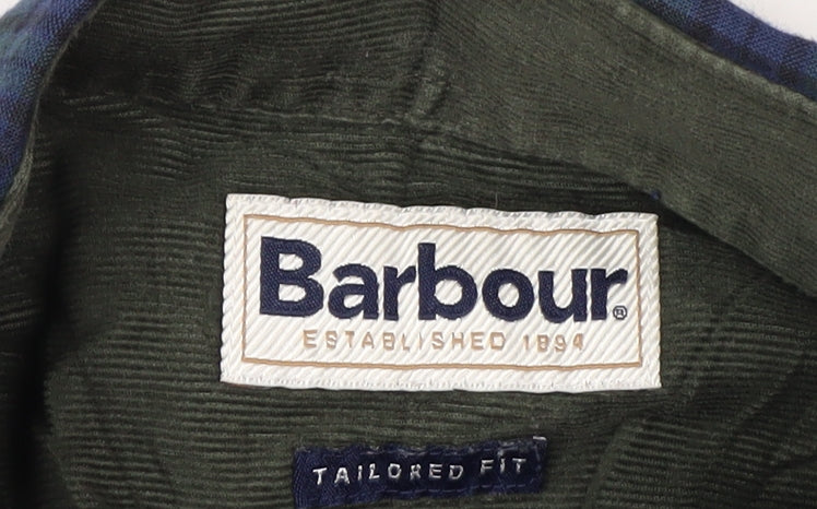 Barbour Men's Blue Check Tailored Fit Cotton Long Sleeve Shirt L