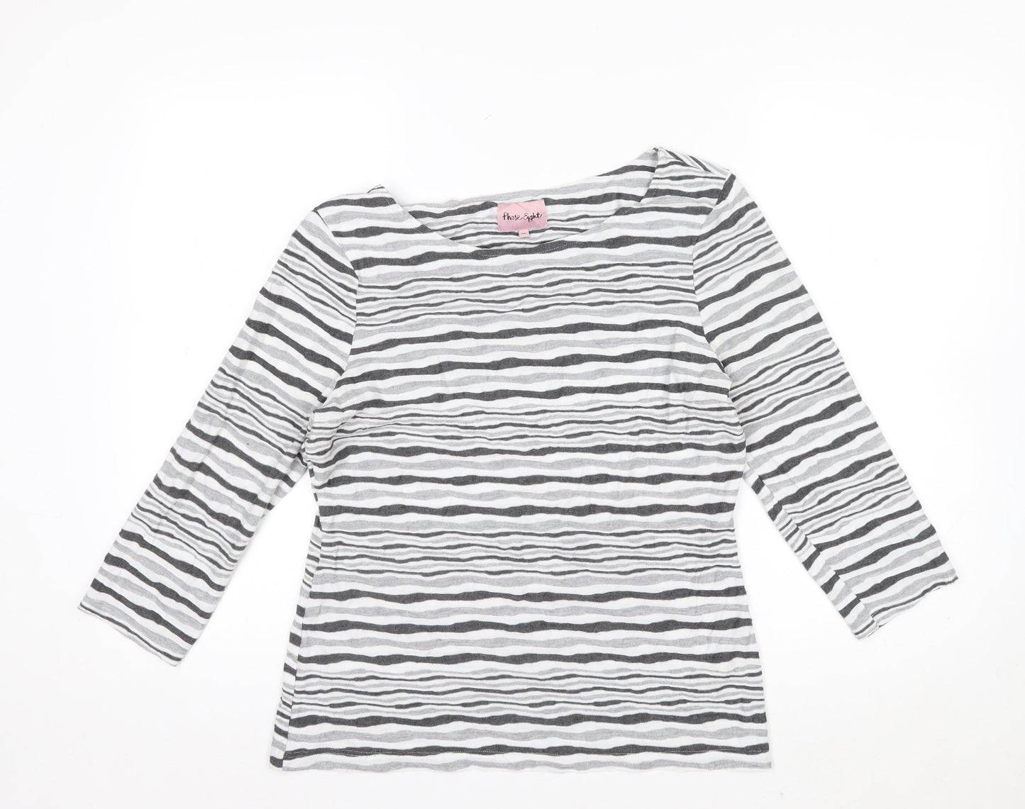 Phase Eight Women’s Grey Striped Jersey Boat Neck Top Size 14