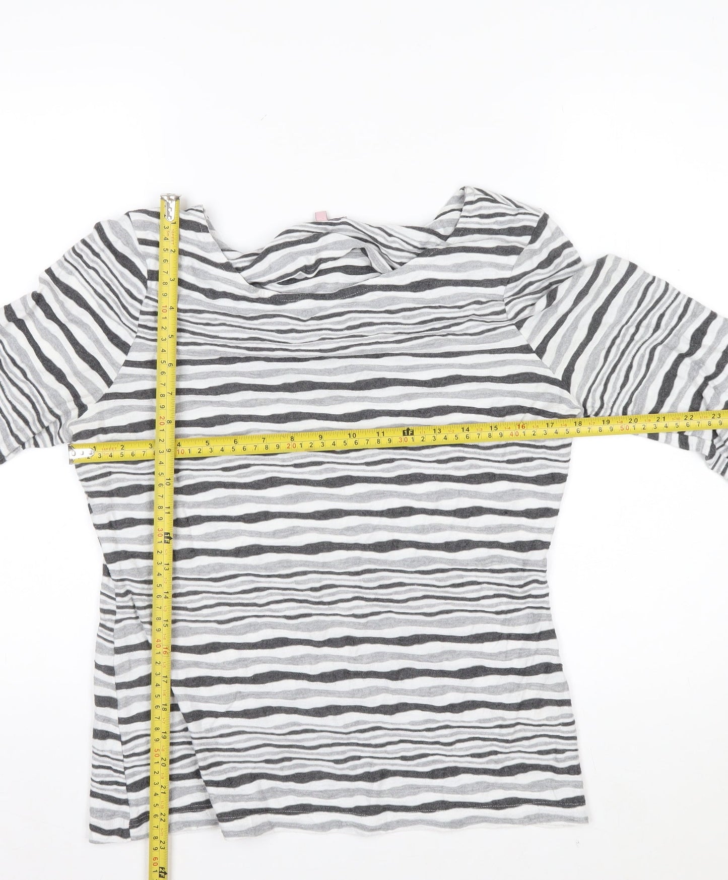 Phase Eight Women’s Grey Striped Jersey Boat Neck Top Size 14