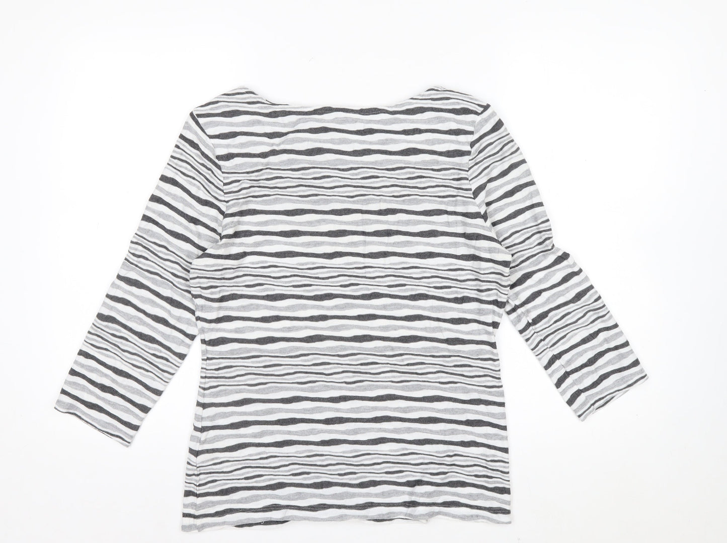 Phase Eight Women’s Grey Striped Jersey Boat Neck Top Size 14