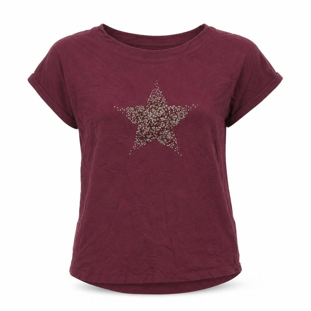 Next Womens Purple Sequin Star T-Shirt Size 10 Short Sleeve