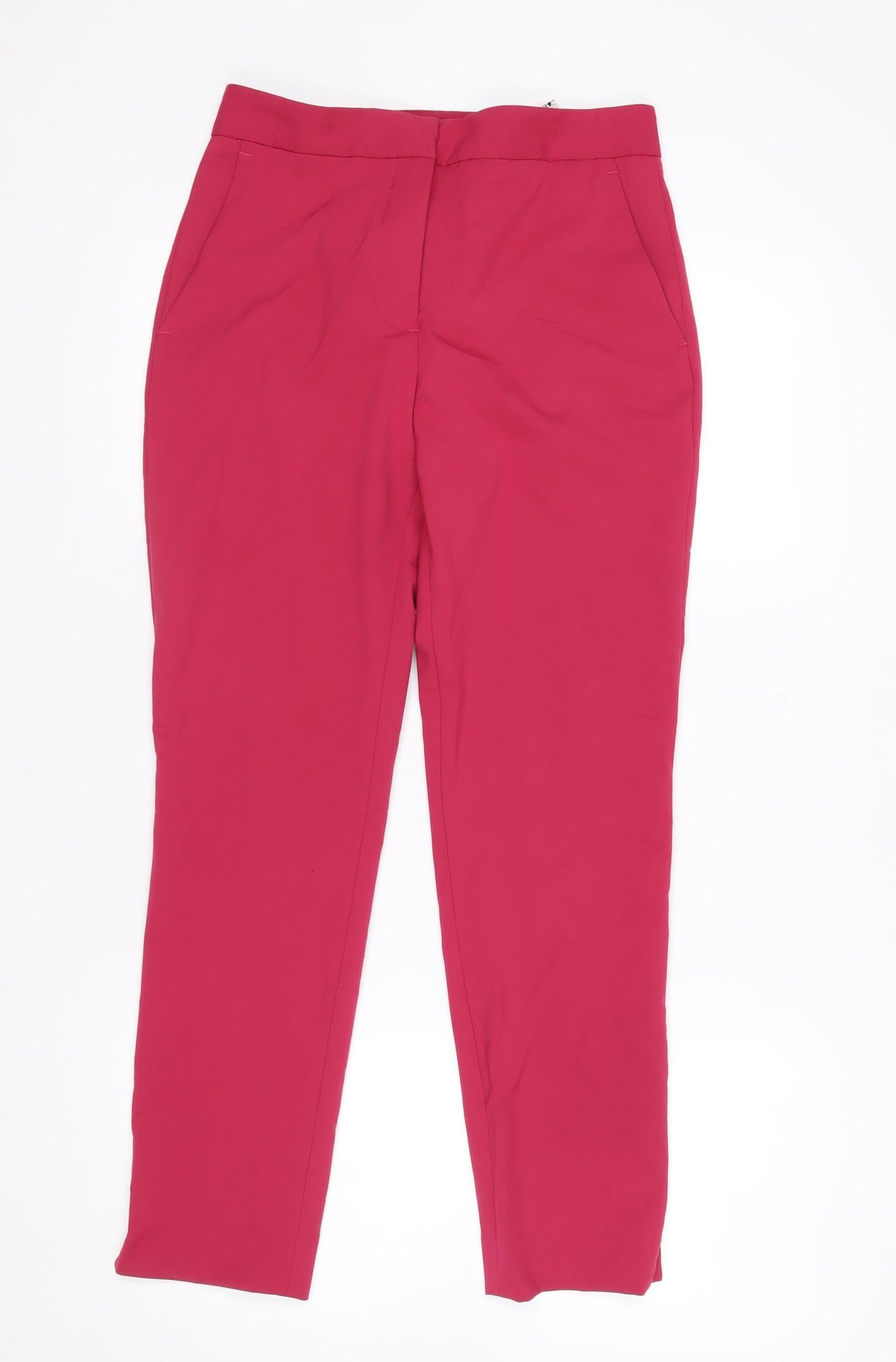 Zara Women Pink Slim Tapered Crepe Trousers Size 6