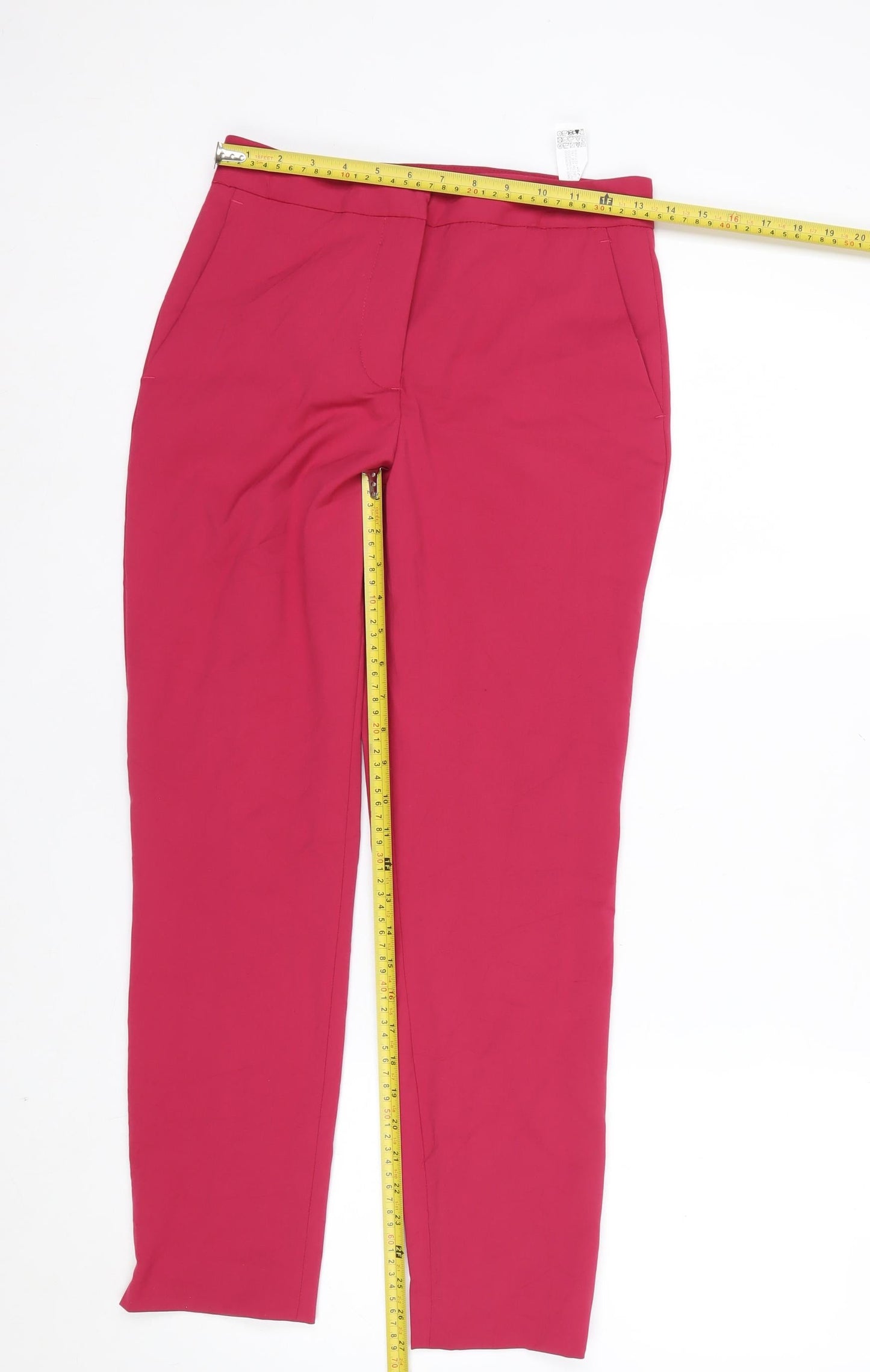Zara Women Pink Slim Tapered Crepe Trousers Size 6