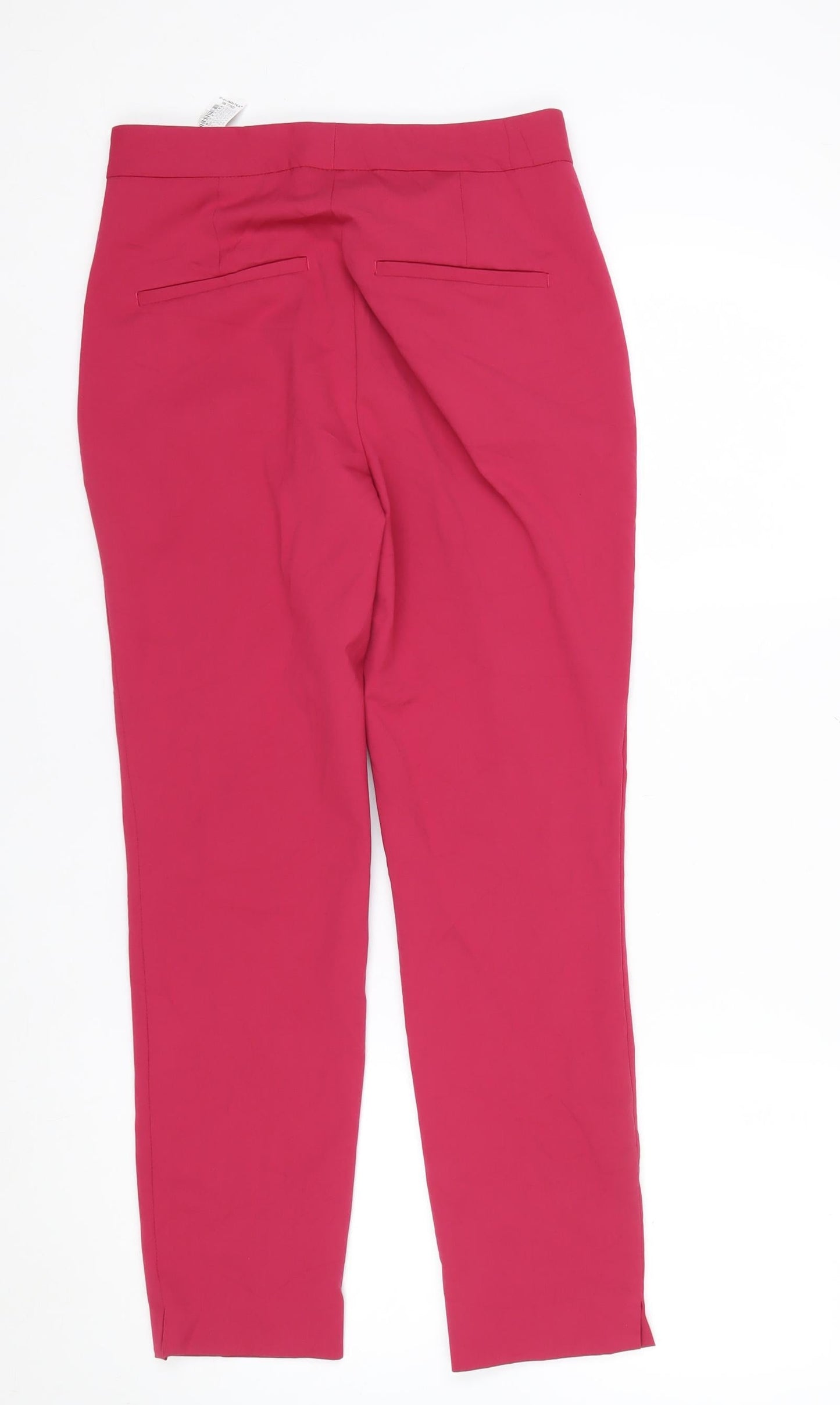 Zara Women Pink Slim Tapered Crepe Trousers Size 6