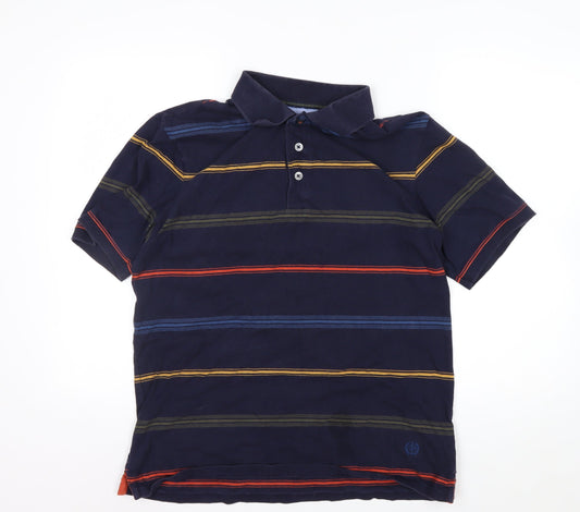 Marks and Spencer Blue Harbour Men's Blue Striped Polo Shirt M Regular Fit