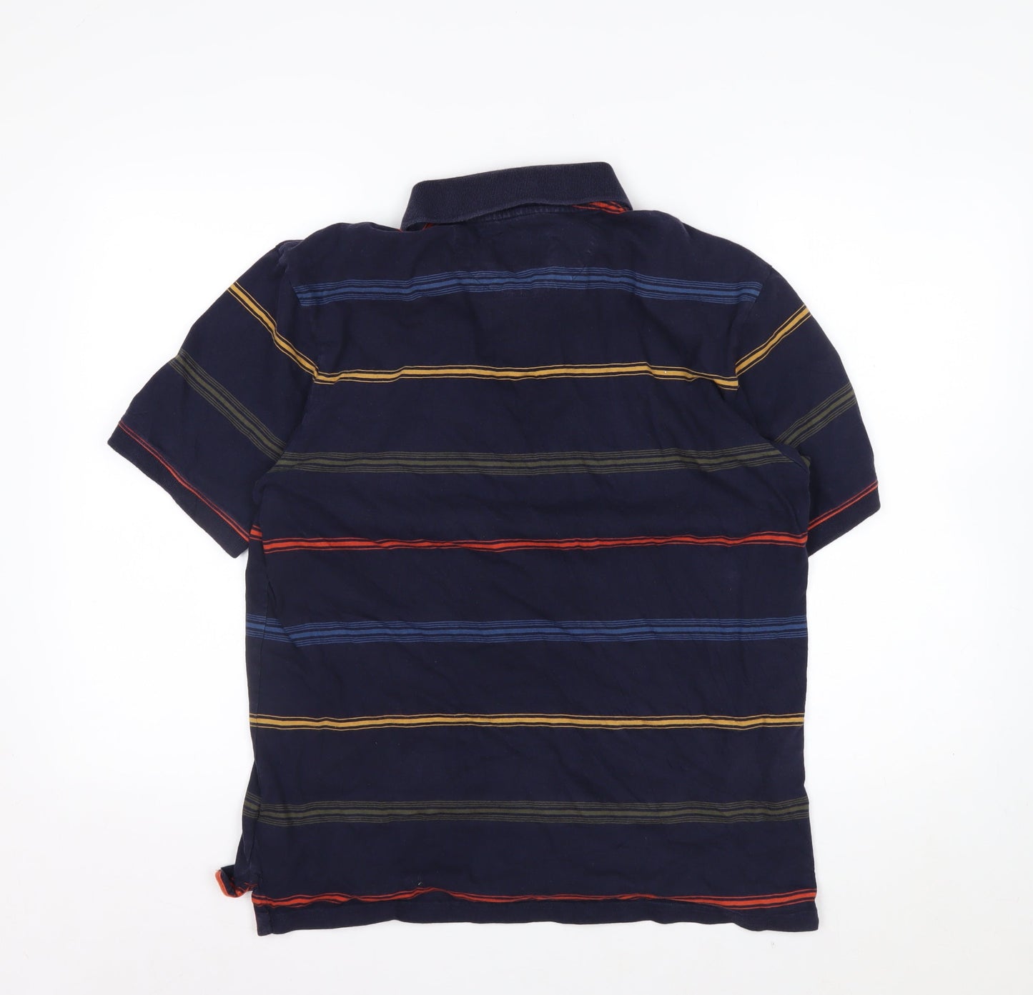 Marks and Spencer Blue Harbour Men's Blue Striped Polo Shirt M Regular Fit