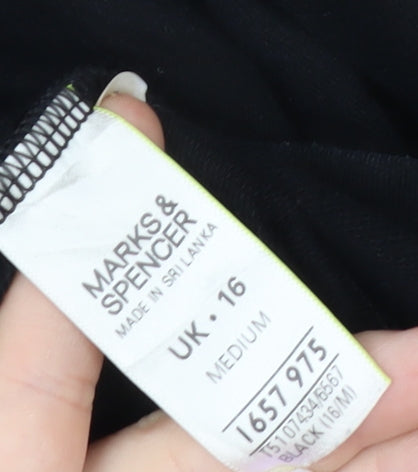 Marks and Spencer Women Black Size 16 Jogger Cotton Stretch Trousers
