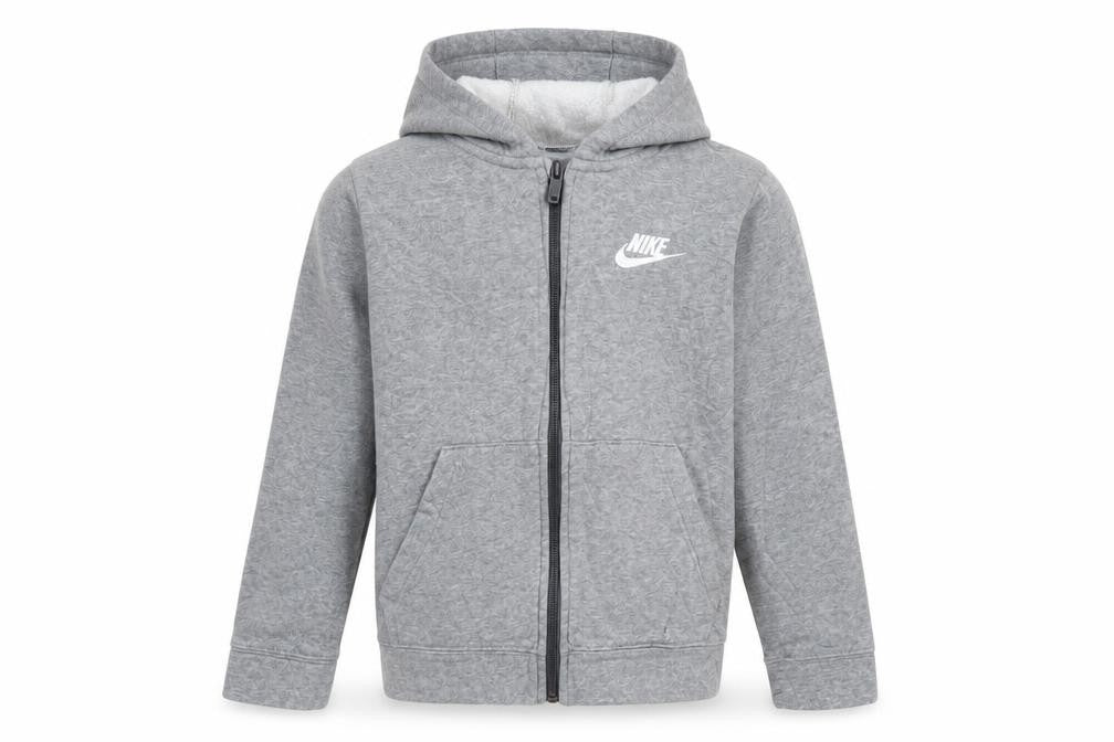 Nike Boys Grey Full Zip Hoodie Small 128-137cm Cotton Blend