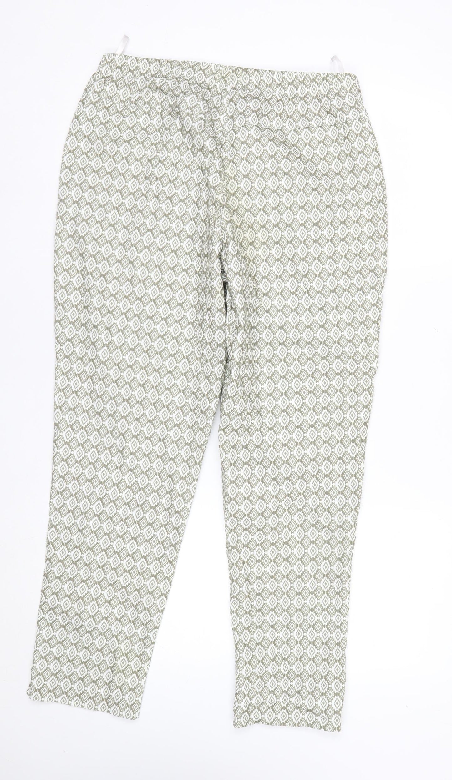 David Nieper Womens Green Geometric Jersey Elastic Waist Trousers UK 14