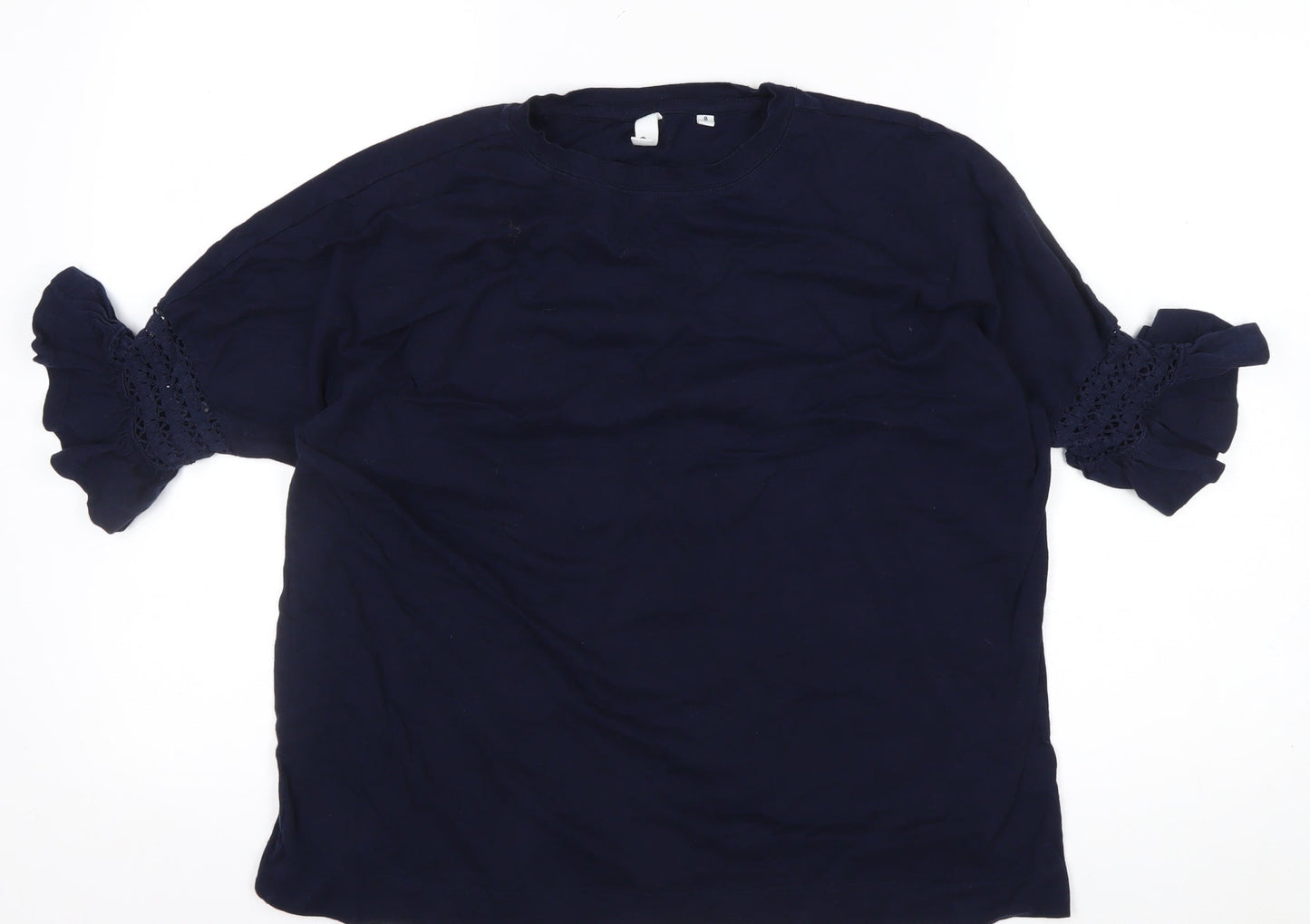AND/OR Women's Blue Cotton Ruffle Sleeve T-Shirt Size 8