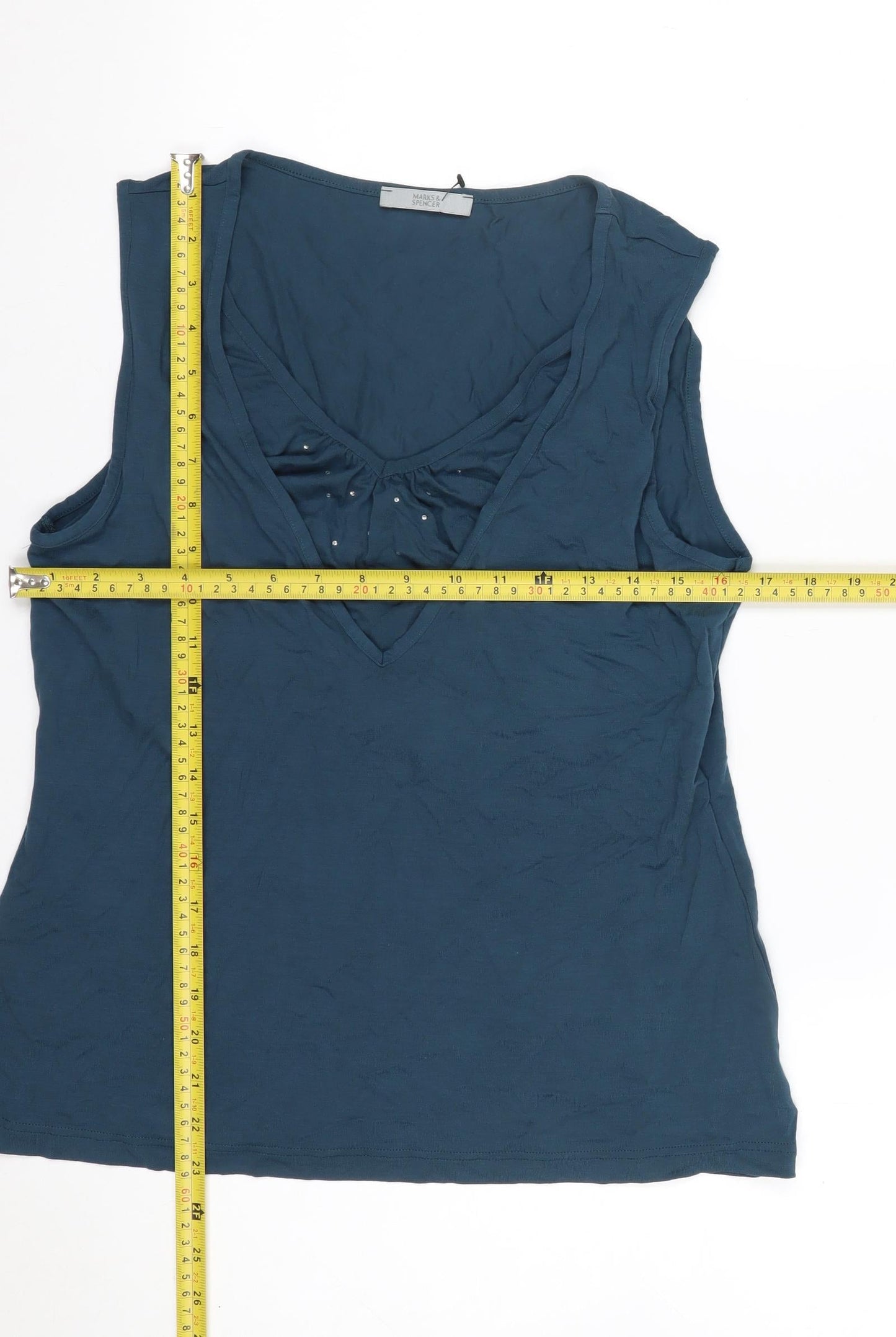 Marks and Spencer Women’s Blue Sleeveless V-Neck Tank Top UK 16