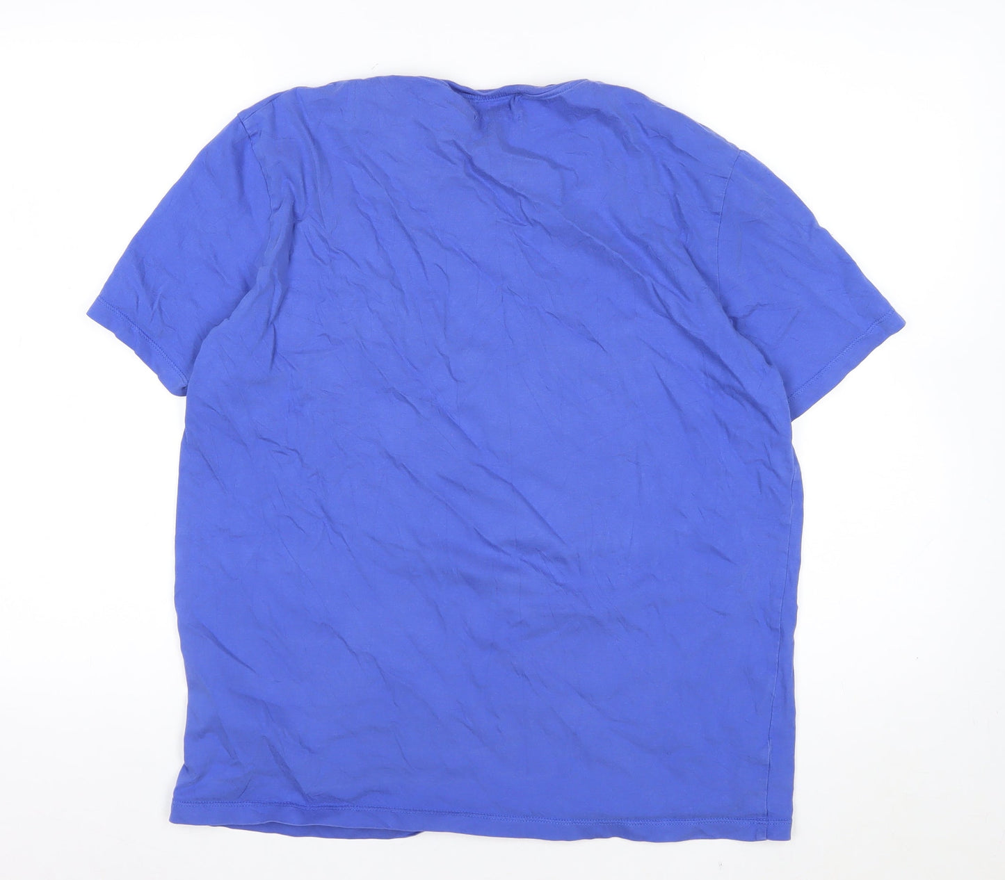 COS Men Blue Regular Fit Cotton Crew Neck T-Shirt Size L