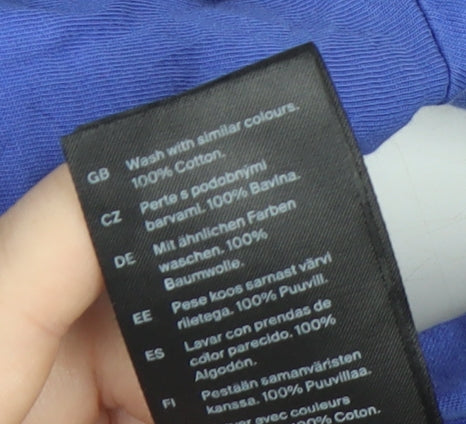 COS Men Blue Regular Fit Cotton Crew Neck T-Shirt Size L