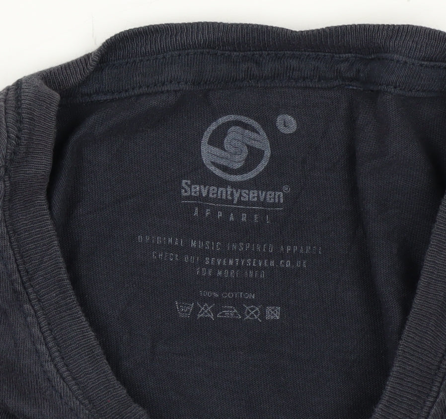 Seventyseven Apparel Men’s Black Cotton Crew Neck T-Shirt Size L