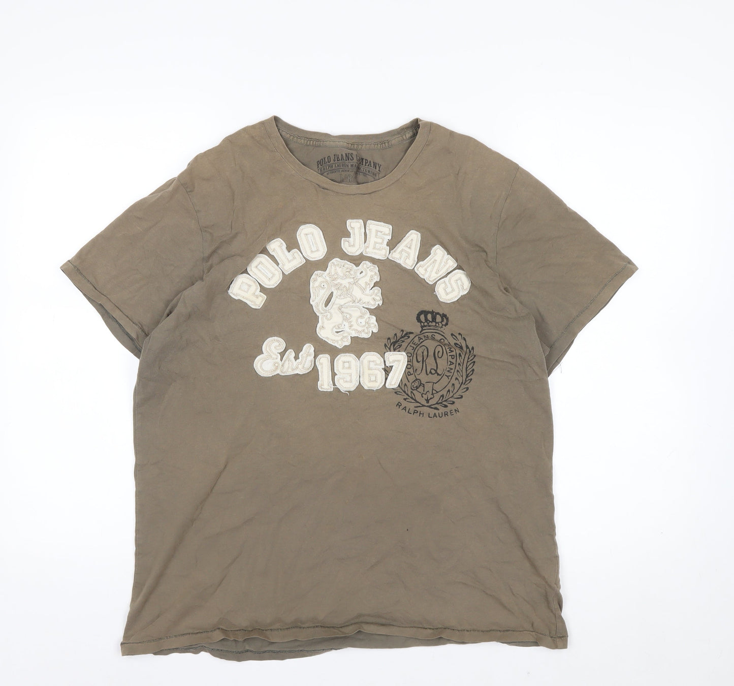 Ralph Lauren Polo Jeans Men's Brown Short Sleeve Cotton T-Shirt Size L
