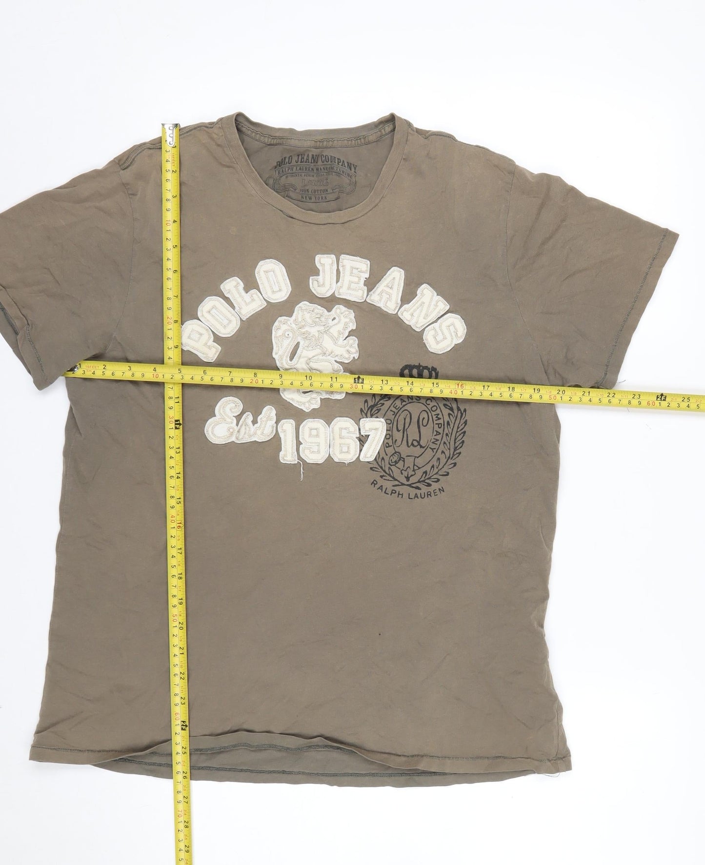 Ralph Lauren Polo Jeans Men's Brown Short Sleeve Cotton T-Shirt Size L