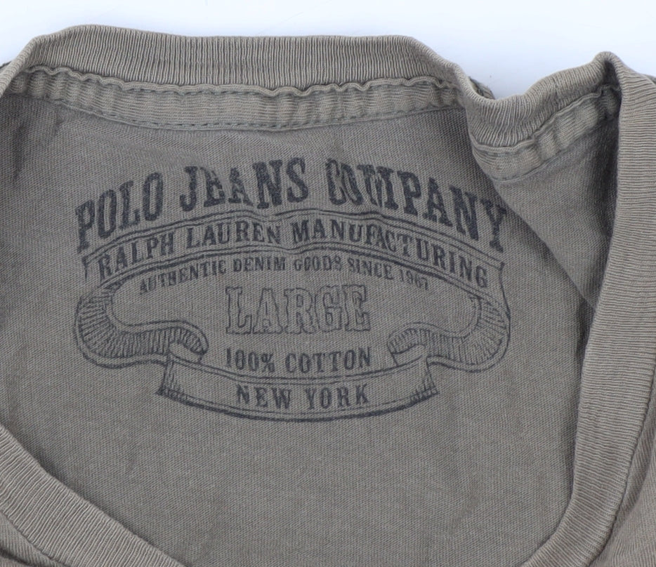 Ralph Lauren Polo Jeans Men's Brown Short Sleeve Cotton T-Shirt Size L